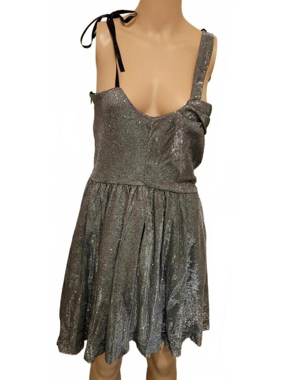 BERYLOVE Silver Glitter Party Dress Size Small